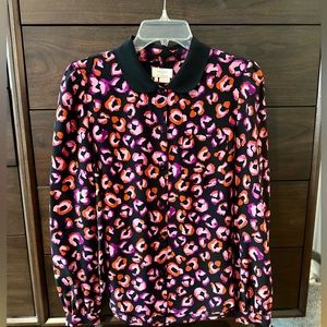 Kate Spade floral silk button down Peter Pan collar